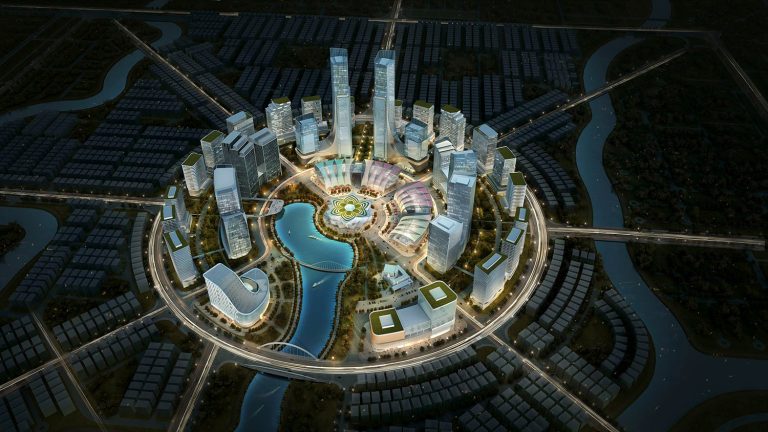 210_Aerial_view_of_Jolshiri_CBD_at_night